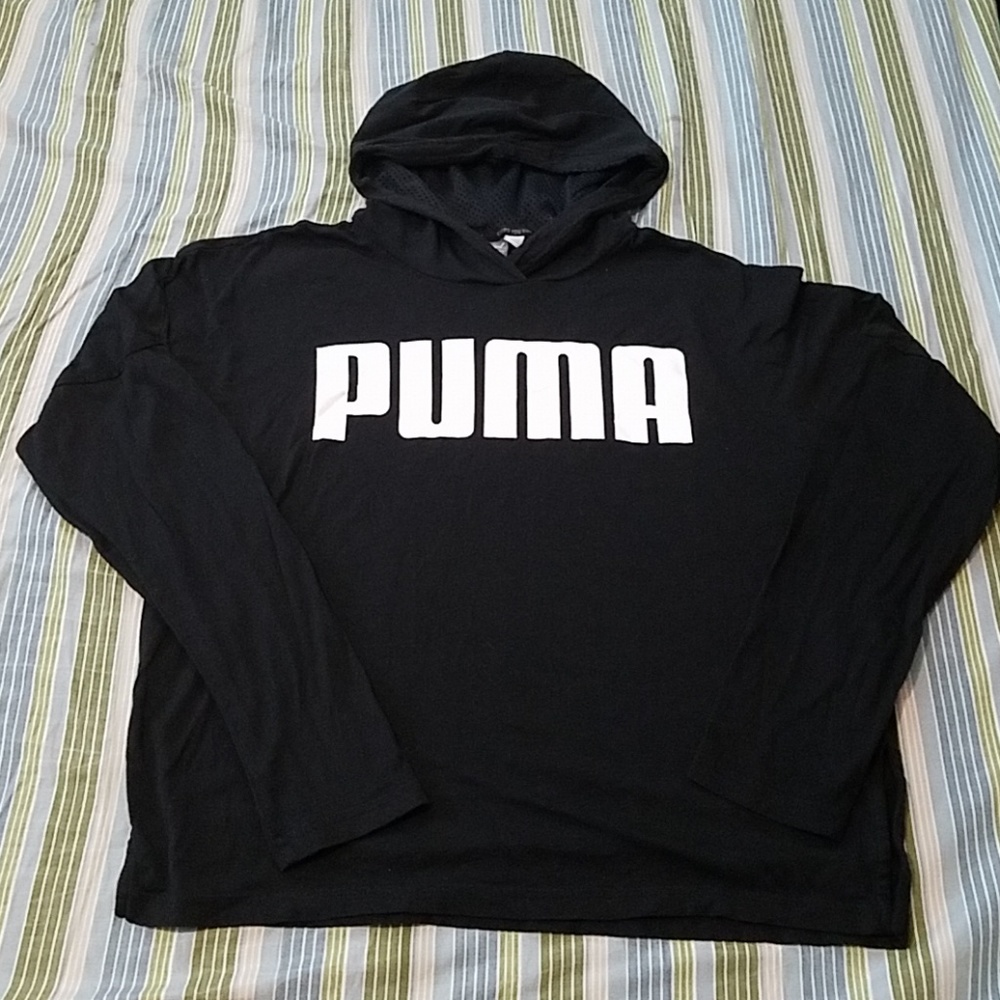 Puma long sleeve hooded crop top